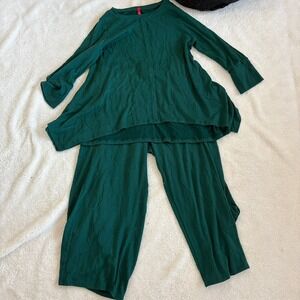 IC by Connie‎ K Oversized Lounge Set S/M Top Pants Textured Forrest Green